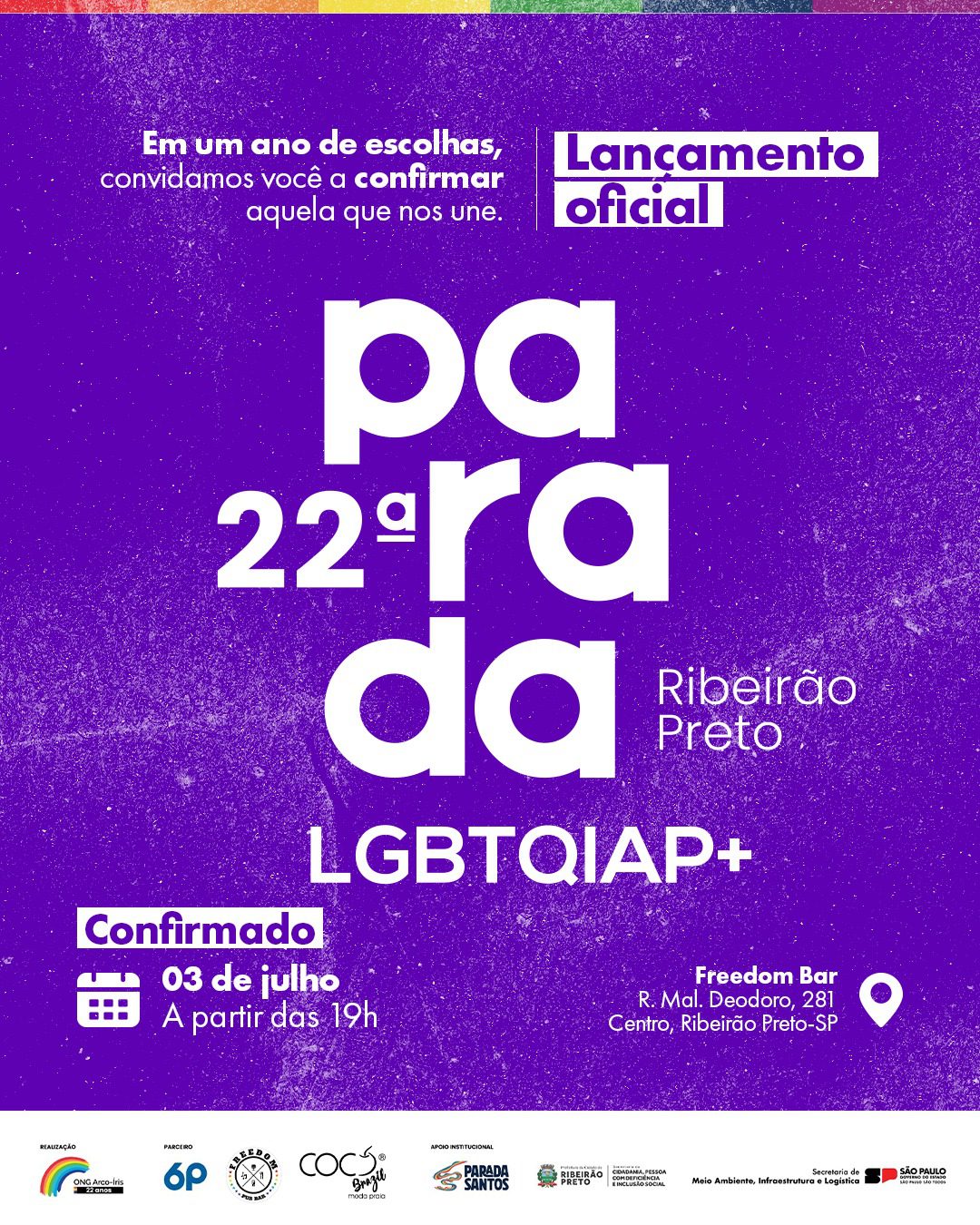 22ª Parada LGBT+ de Ribeirão Preto lança campanha Vote com Orgulho 2026