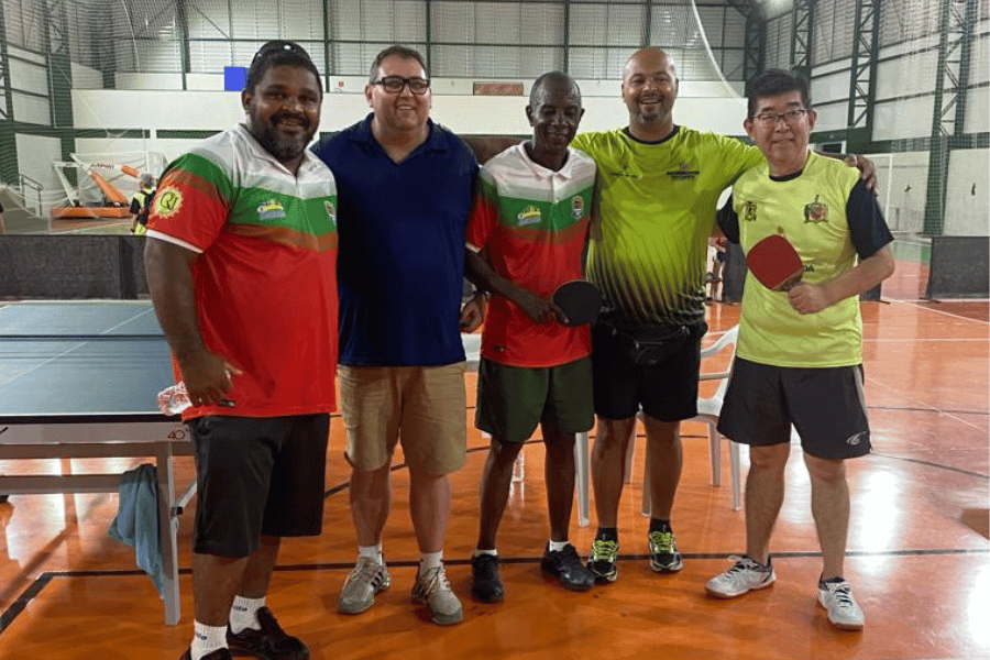 Disputa da modalidade Tênis de Mesa Masculino